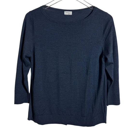 AKRIS punto womens dark blue knit knit top size 8 buttons down the back - Picture 3 of 7